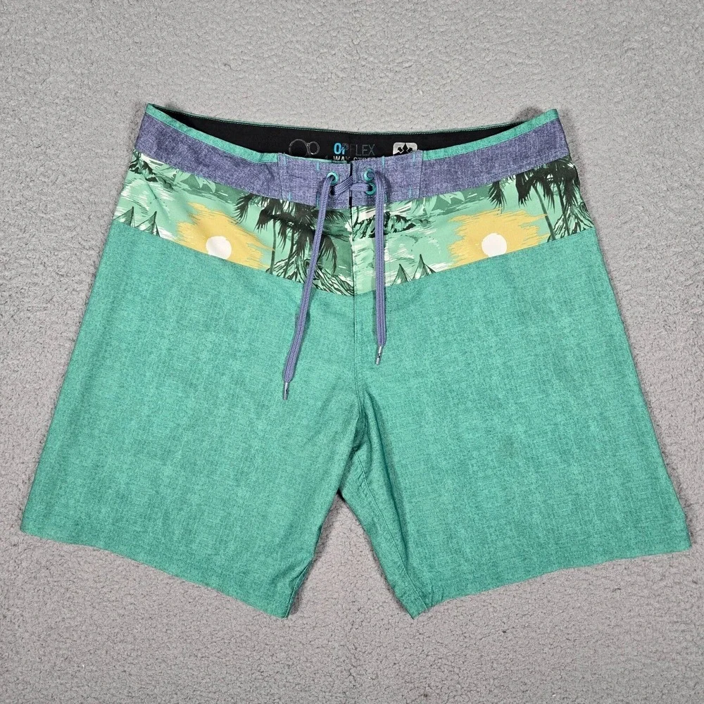 Ocean Pacific OP Shorts Mens 34 Green Floral 8